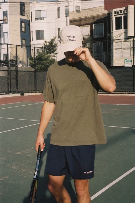 The Hat in Bone, on the tennis court