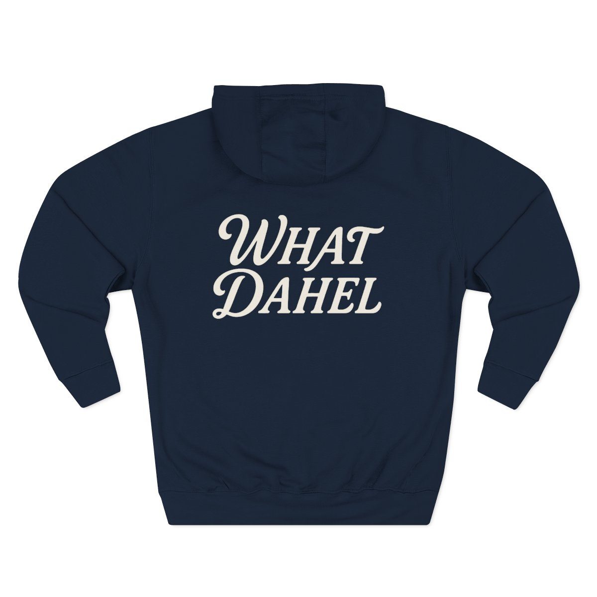 Essential Hoodie, back wordmark, navy, back
