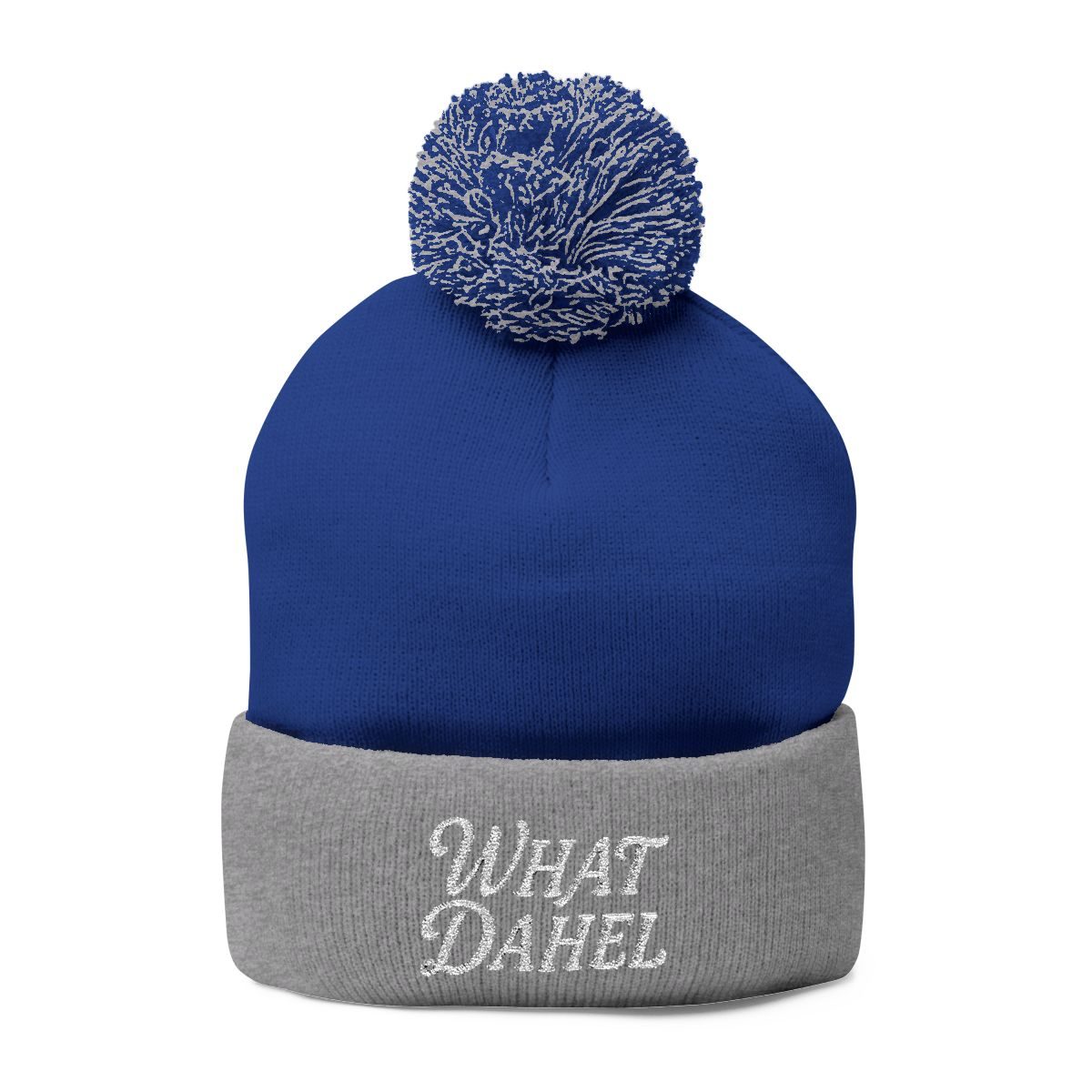 Pom Beanie, royal / heather grey